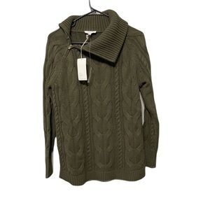 Haven Well Within Cable Knit Fisherman Sweater Army Green NWT Womens Small